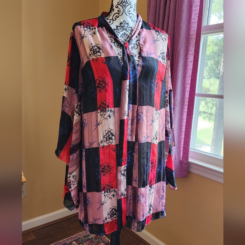 BCBG Floral Patchwork Kimono Dress